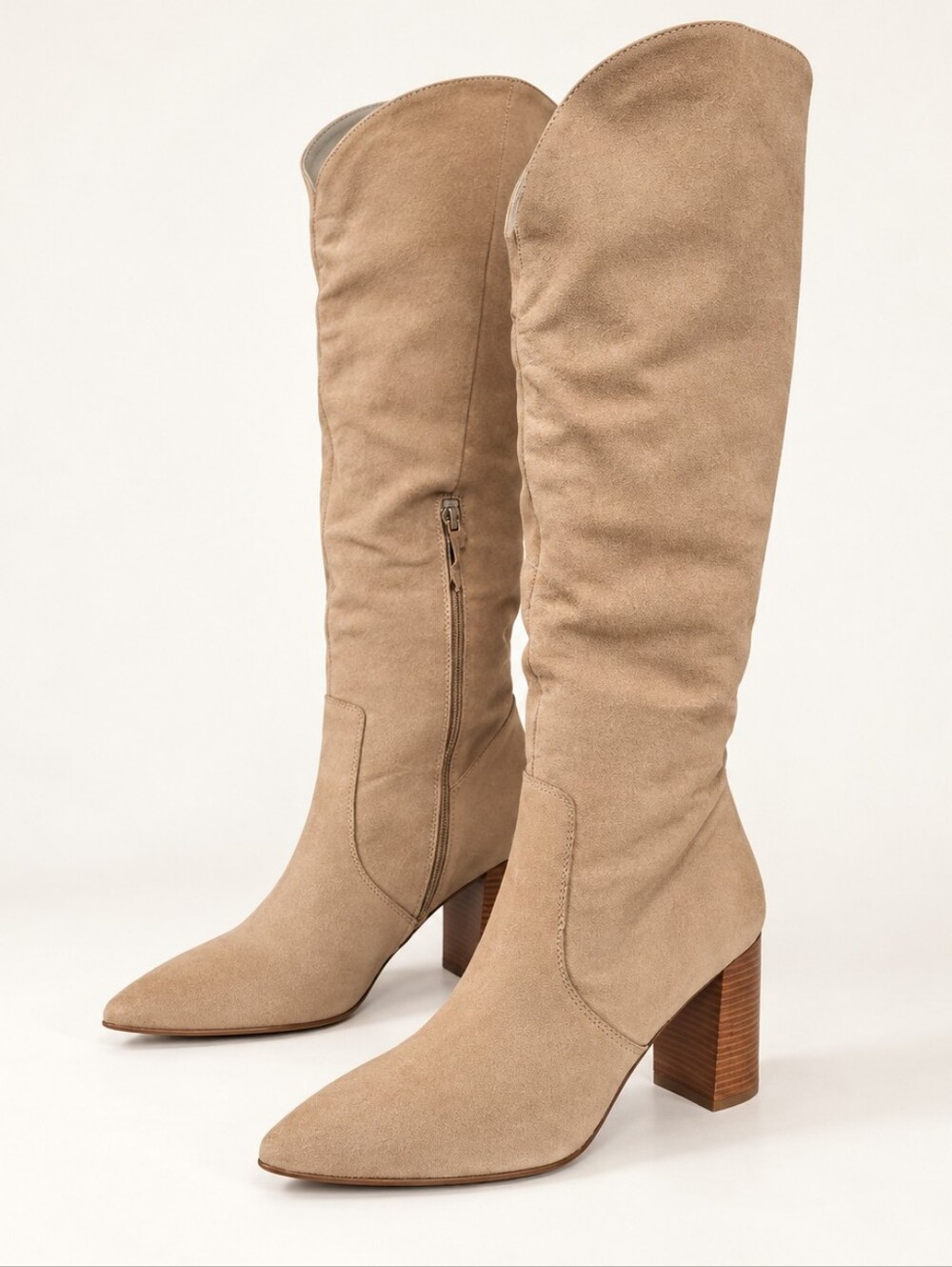 Dolce Vita Nedi Dune Nubuck Knee High Western Boots Size 10 Pointed Toe